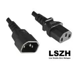 Cold appliance cable C13 to C14 LSZH, 1mm², extension, VDE, black, length 1,80m